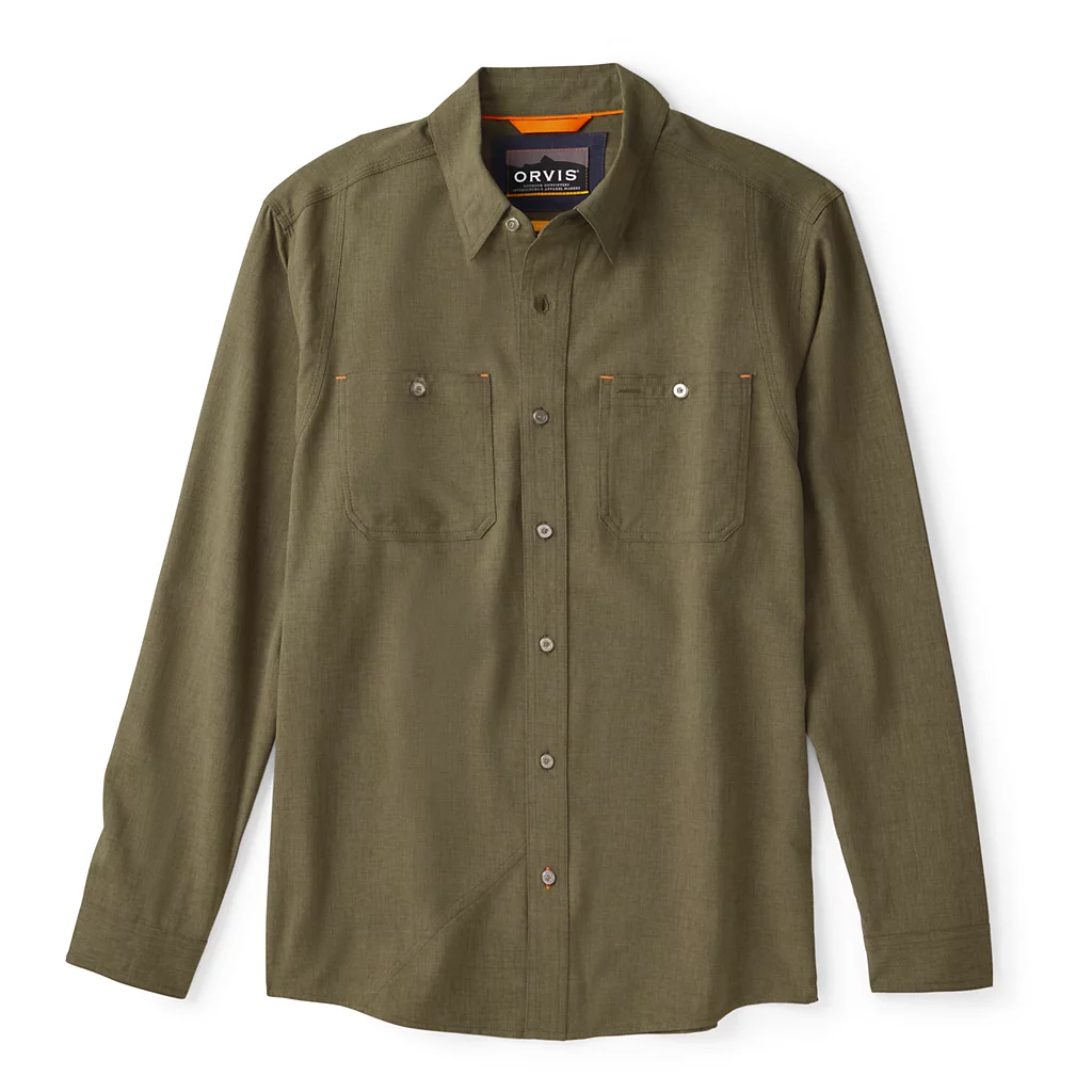 Tech Chambray Long Sleeve Work Shirt- Deep Tarragon